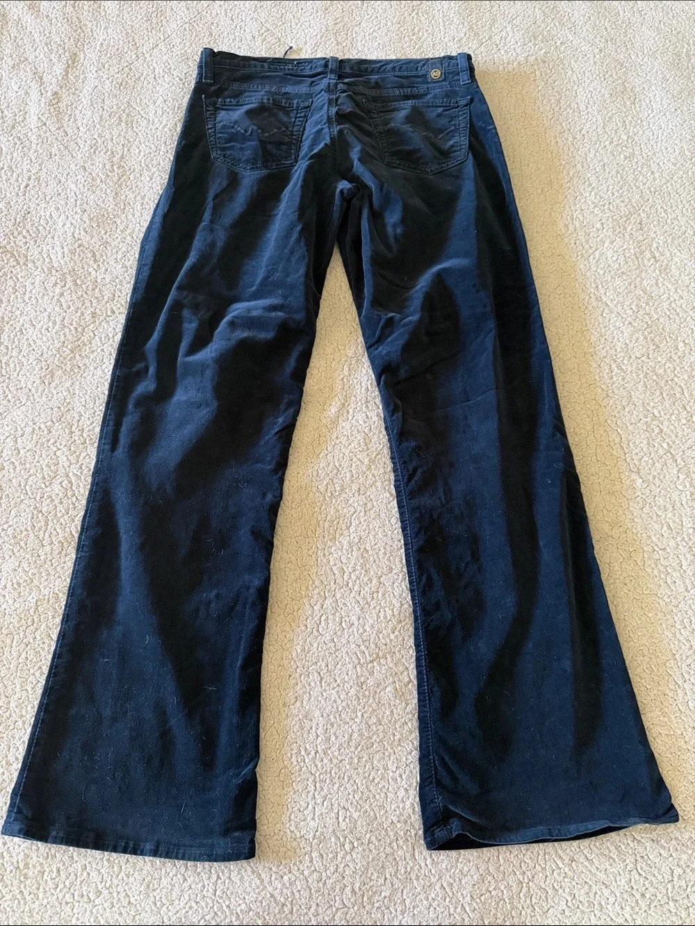 Ag Adriano Goldschmied The Angel Navy Velvet Flare Wide Leg Jeans 30